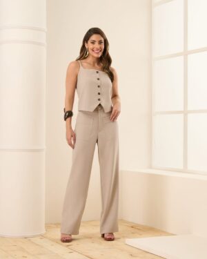 CONJUNTO BOTÃO MARROM CONJUNTO BLUSA BOTÃO MARROM