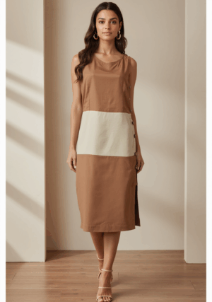 VESTIDO BICOLOR MIDI